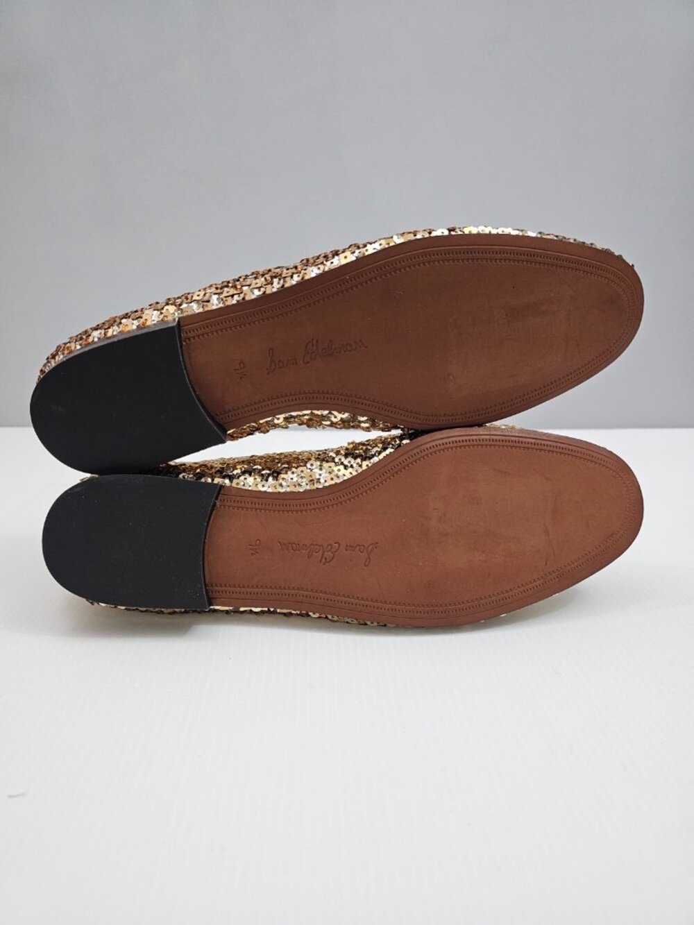 Sam Edelman Loraine Horsebit Loafer Womens 9.5 Gold Multi Sequin Slip On Flats - Picture 12 of 14